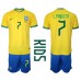 Günstige Brasilien Lucas Paqueta #7 Babykleidung Heim Fussballtrikot Kinder WM 2022 Kurzarm (+ kurze hosen)